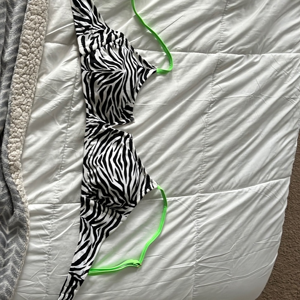 from target, size medium, zebra print bathing suit top